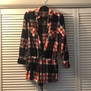 Plaid flannel romper
